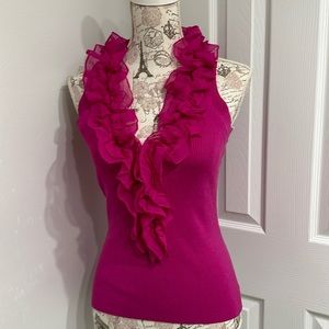 Cache fuschia pink silk/spandex top